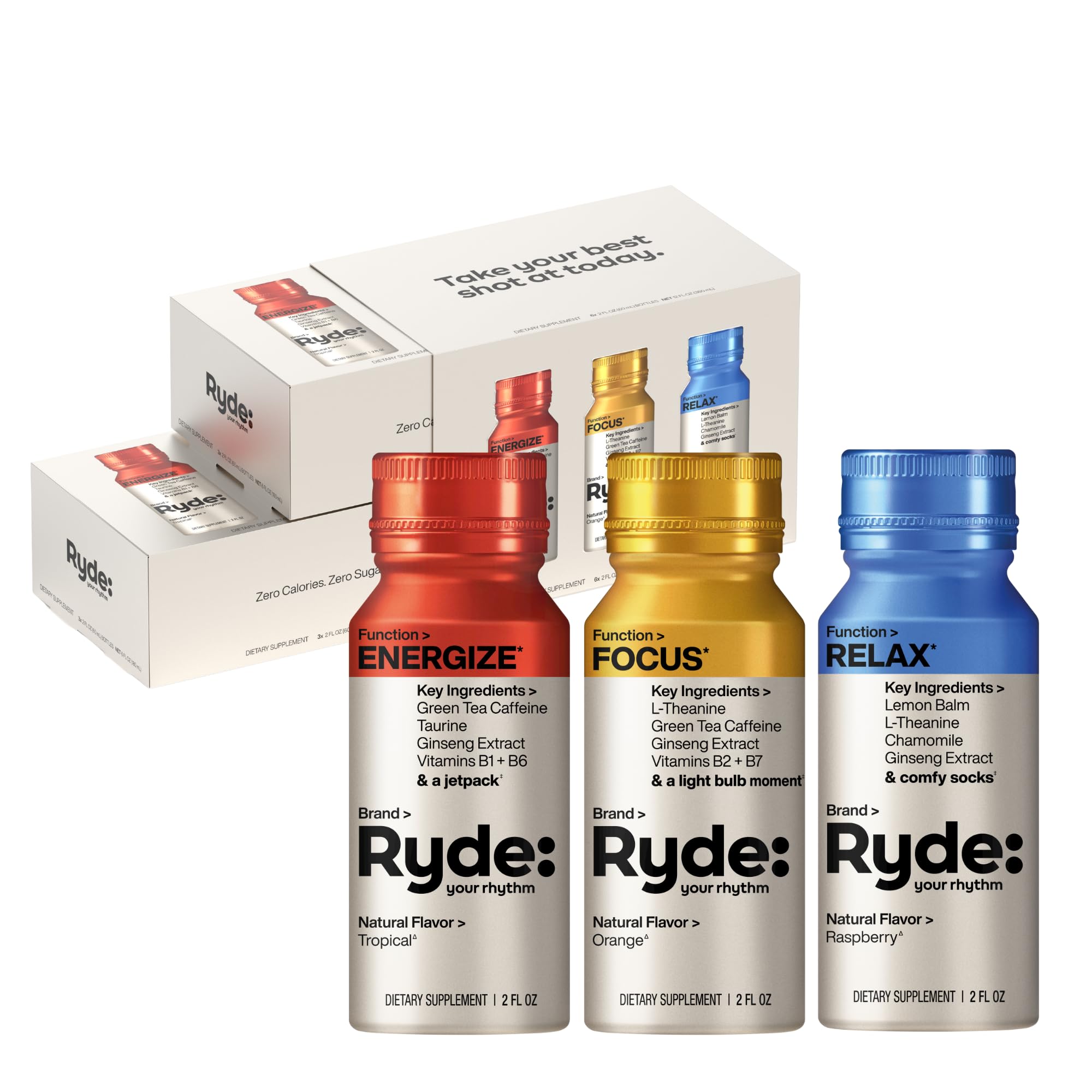 RYDE Energize shot bottle with tropical flavor for quick energy lift