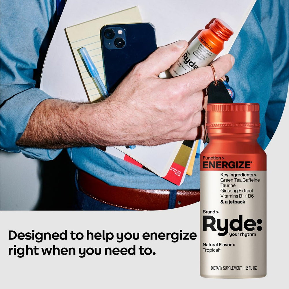 Ryde Energize Shot bottle top view showing compact design