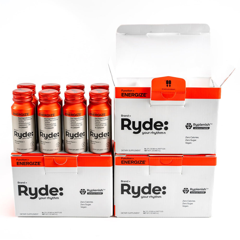 Ryde Energize Shot tropical bottle for convenient on-the-go energy.