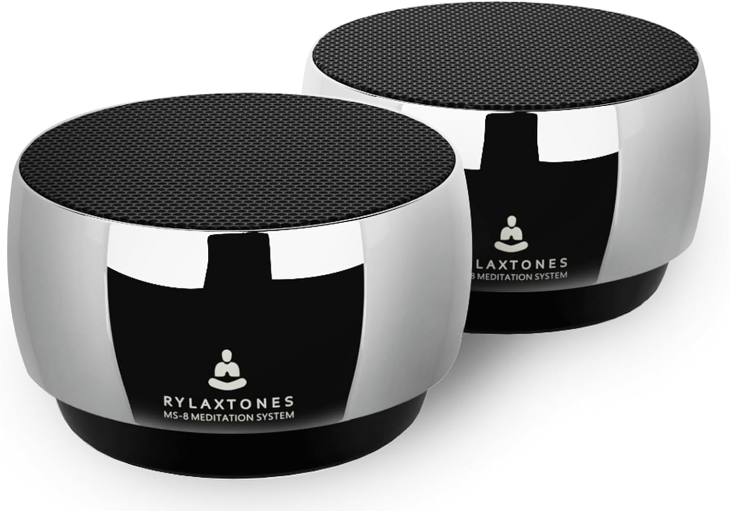 Rylaxtones meditation system closeup shows eight tone bowls for mindfulness