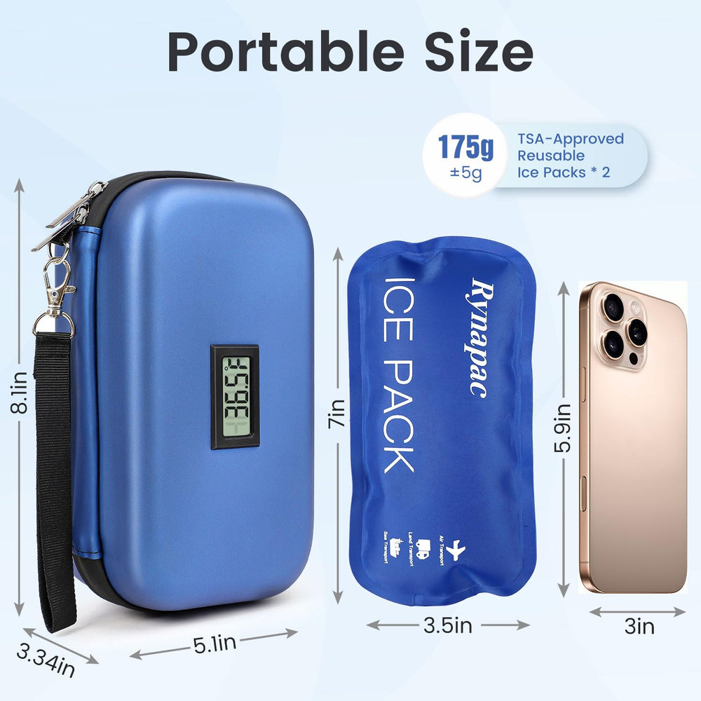 Rynapac insulin cooler travel case Fahrenheit display, real-time temperature at a glance