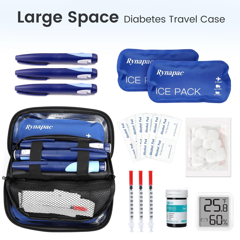 Rynapac insulin cooler travel case front view, TSA-friendly for portable diabetes supplies