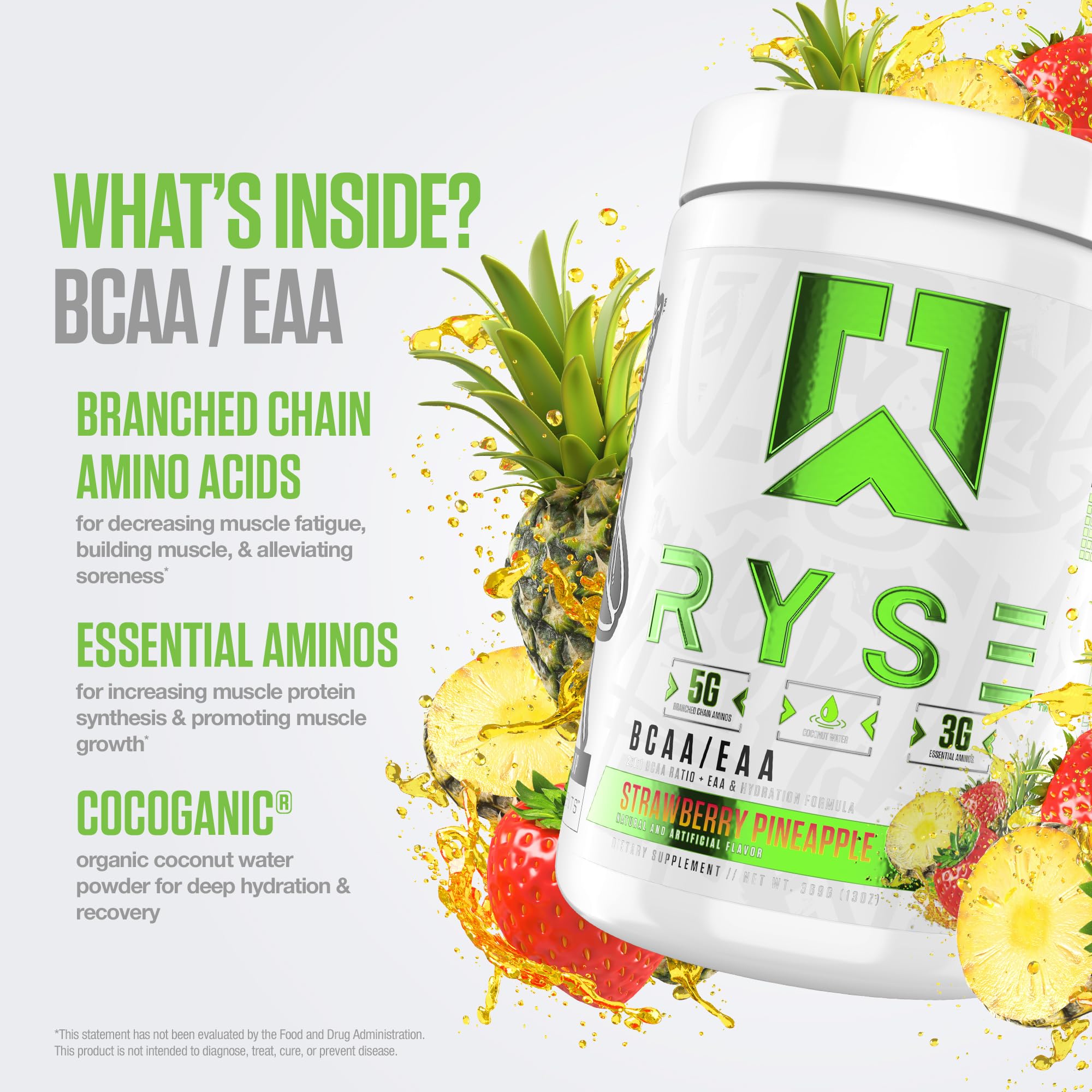 RYSE BCAA EAA Powder coconut water hydration supporting electrolytes