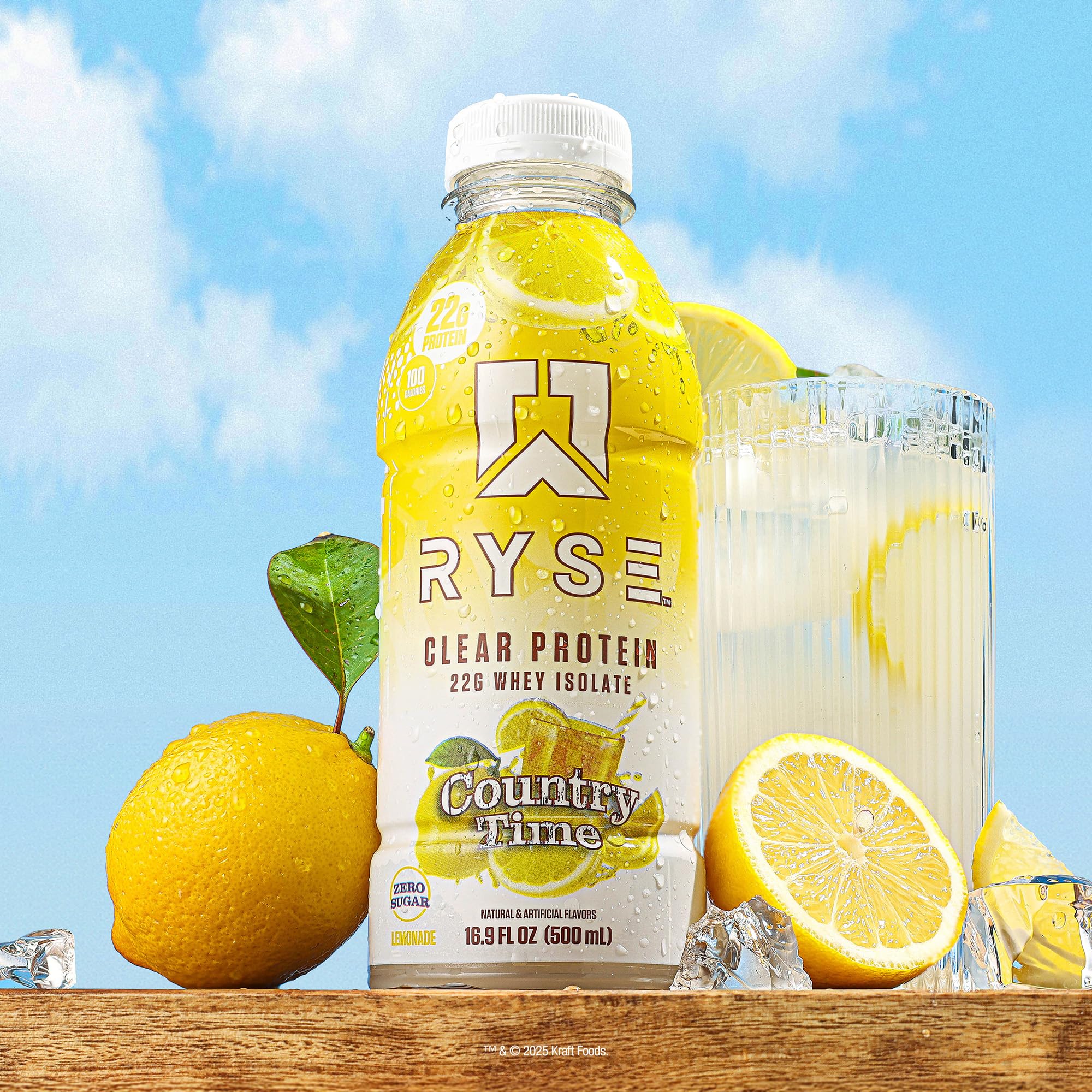 RYSE Clear Protein Drink Country Time Lemonade back-of-label explains clean ingredients and nutrition.