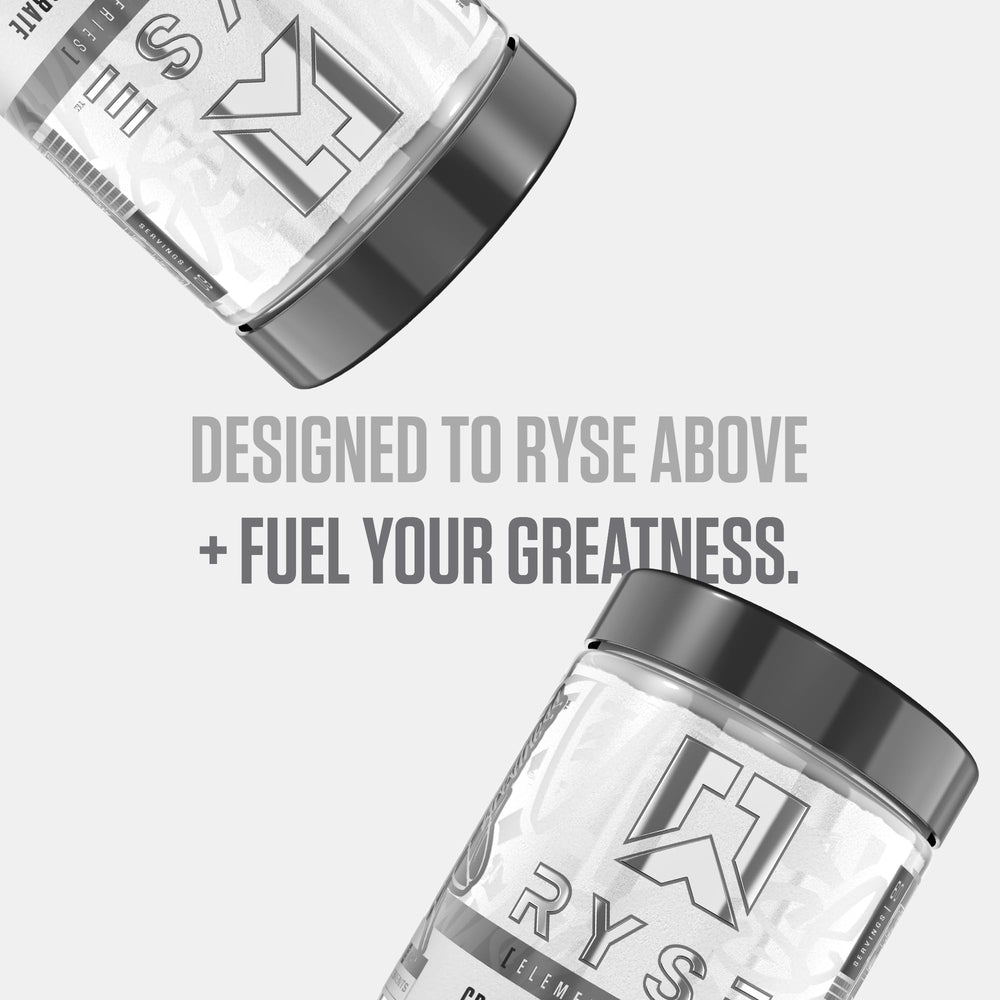 RYSE Creatine Monohydrate unflavored heavy-lift scene powering through sets