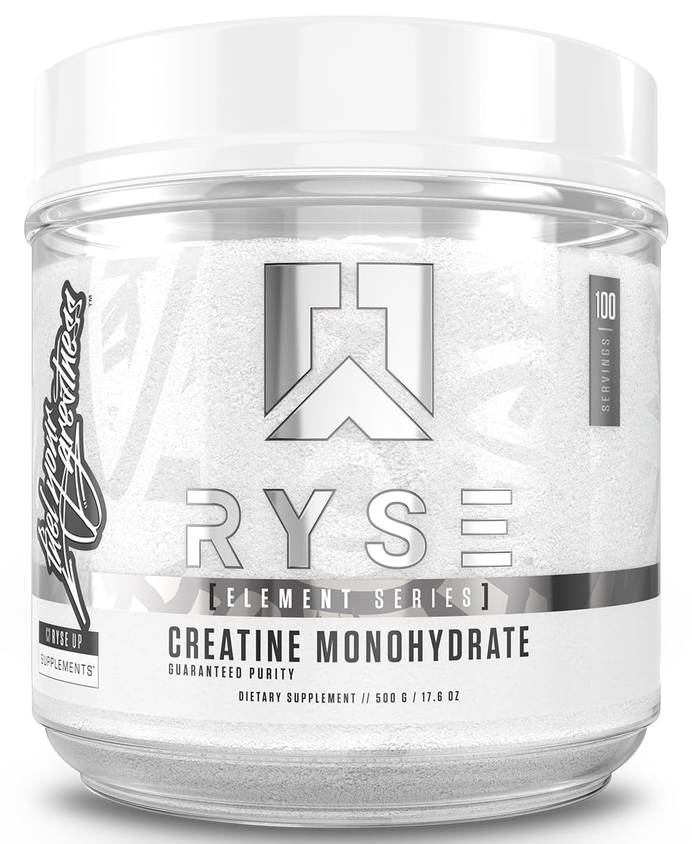 RYSE Creatine Monohydrate unflavored tub for clean strength support.