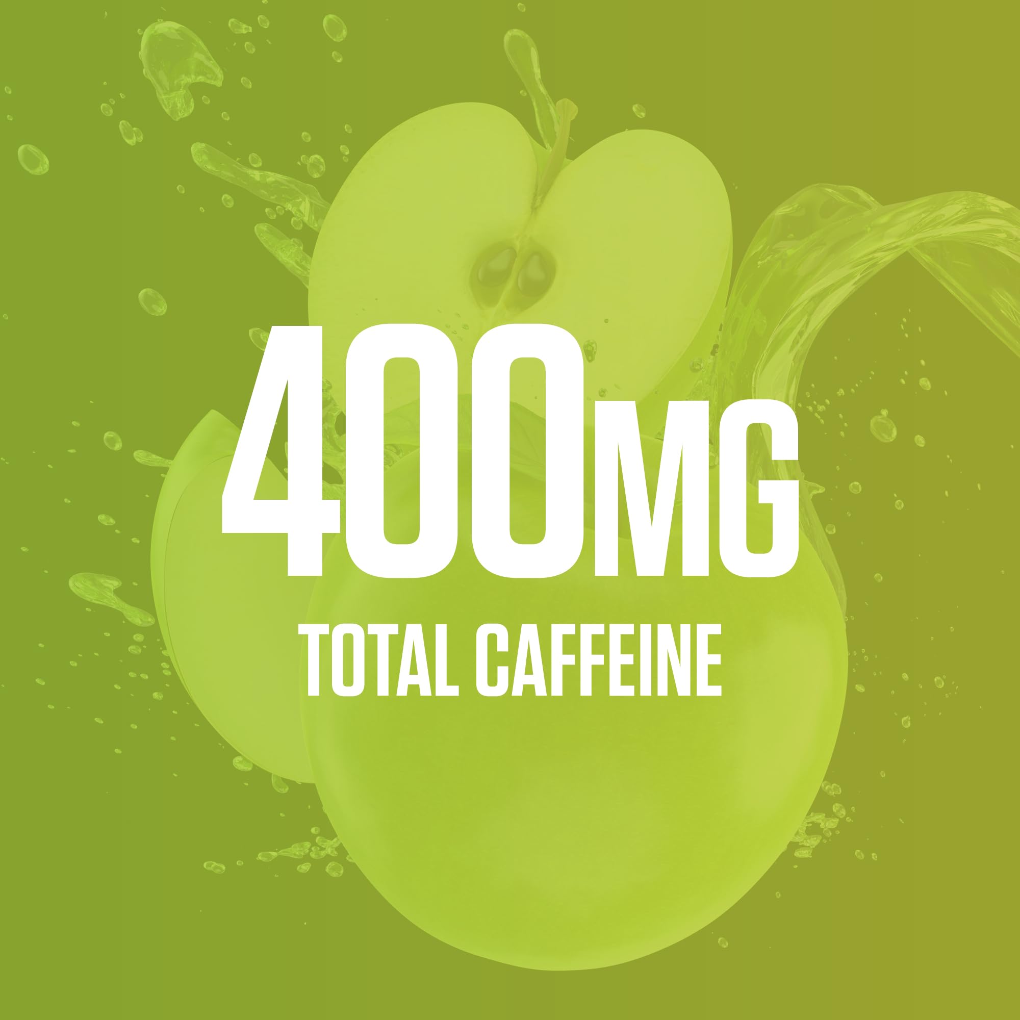 Close-up of the RYSE Godzilla Green Apple label highlighting ingredients and caffeine blend