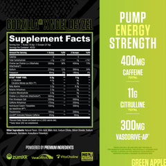 RYSE Godzilla Green Apple scoop showing precise dosing for intense training