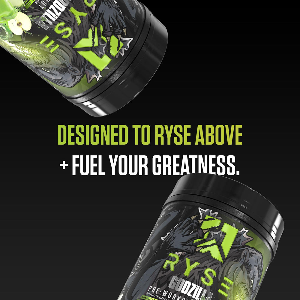 Dynamic angle shot of RYSE Godzilla Green Apple boosting performance