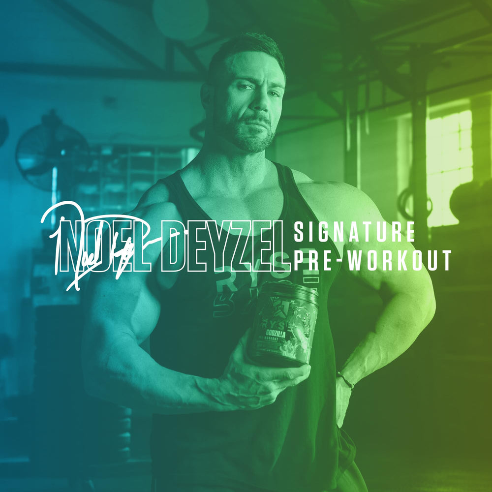 Athlete ready to train with focused expression after taking product.