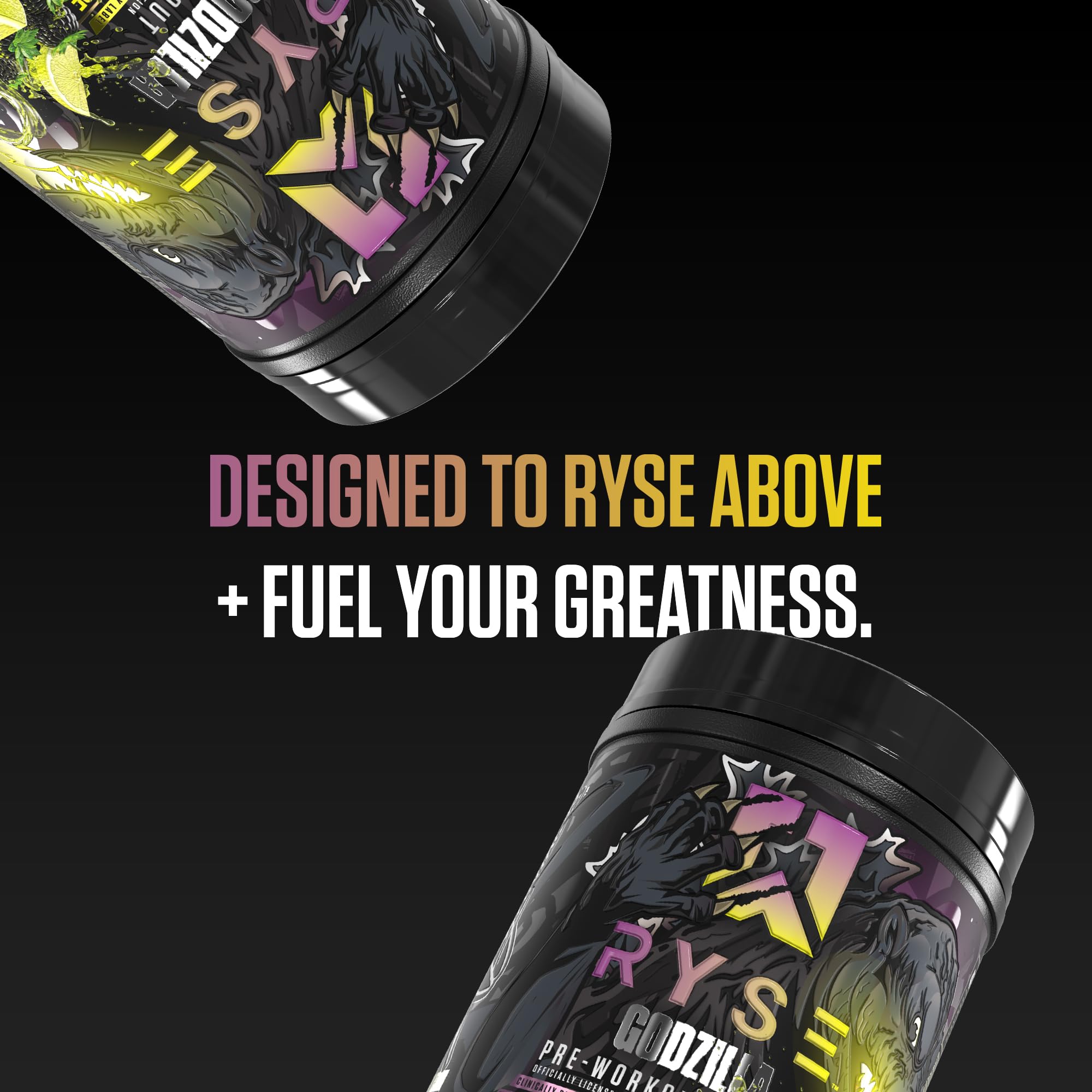 RYSE Godzilla X Noel Deyzel caffeine content label signals energy boost