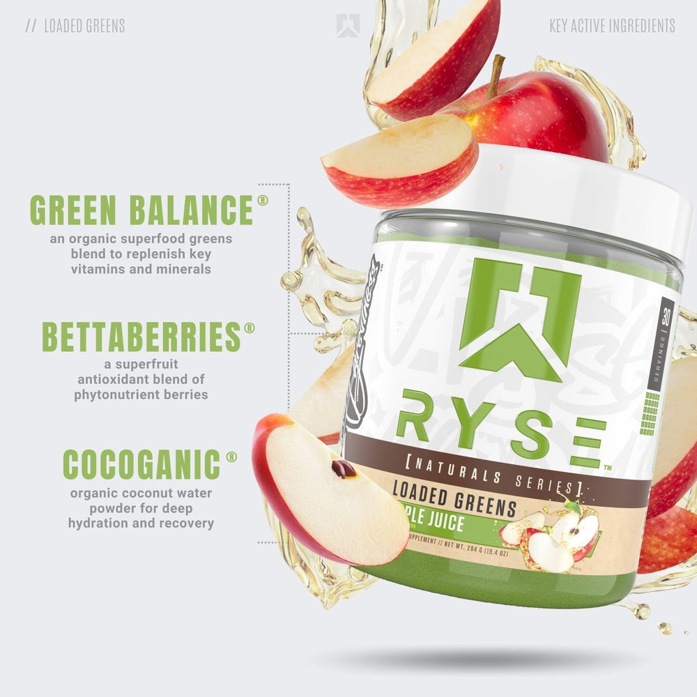 RYSE Loaded Greens greens-balance-bettaberries supports daily fruit and vegetable intake.