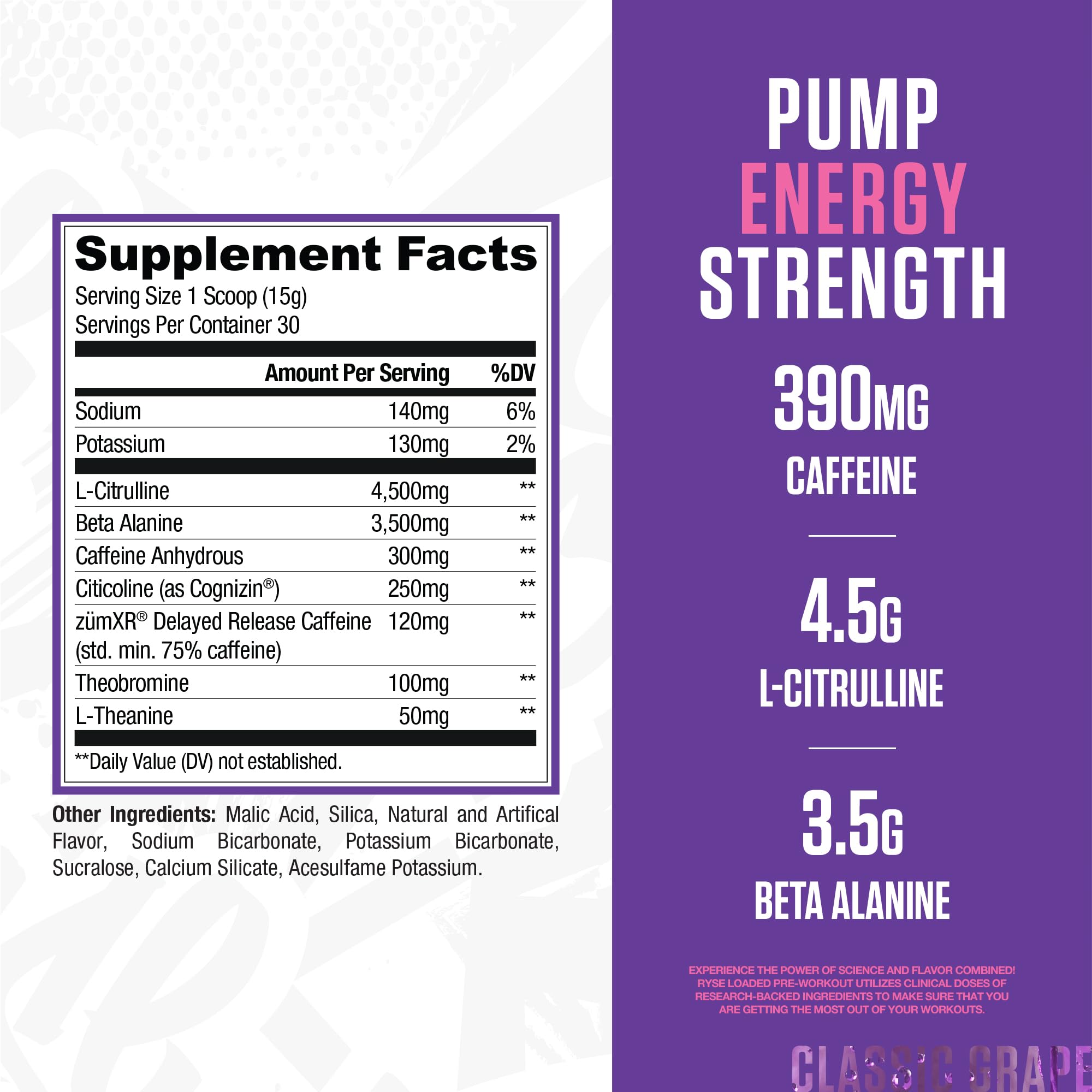 RYSE Bazooka Grape scoop ready for potent pumps and clean energy.