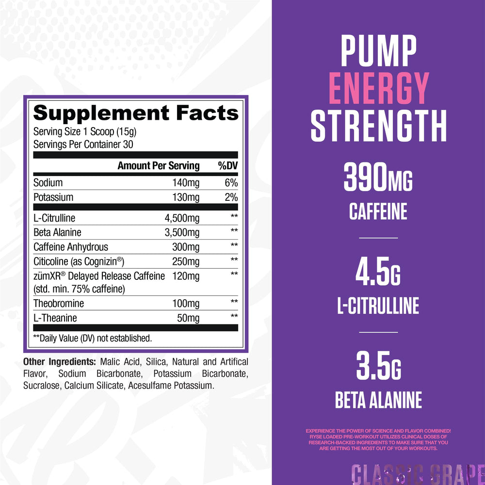 RYSE Bazooka Grape scoop ready for potent pumps and clean energy.