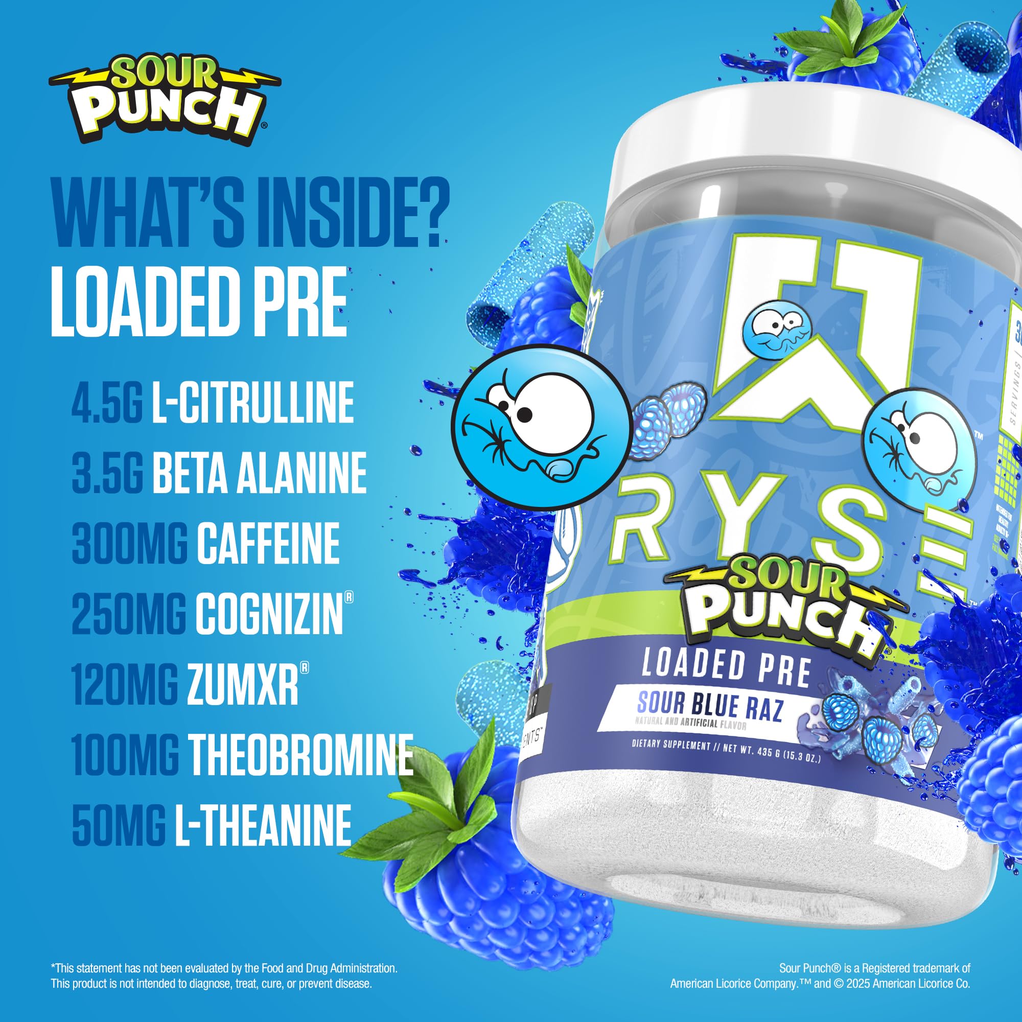 Mixing glass shows RYSE Loaded Pre Workout mix for sustained energy and focus.