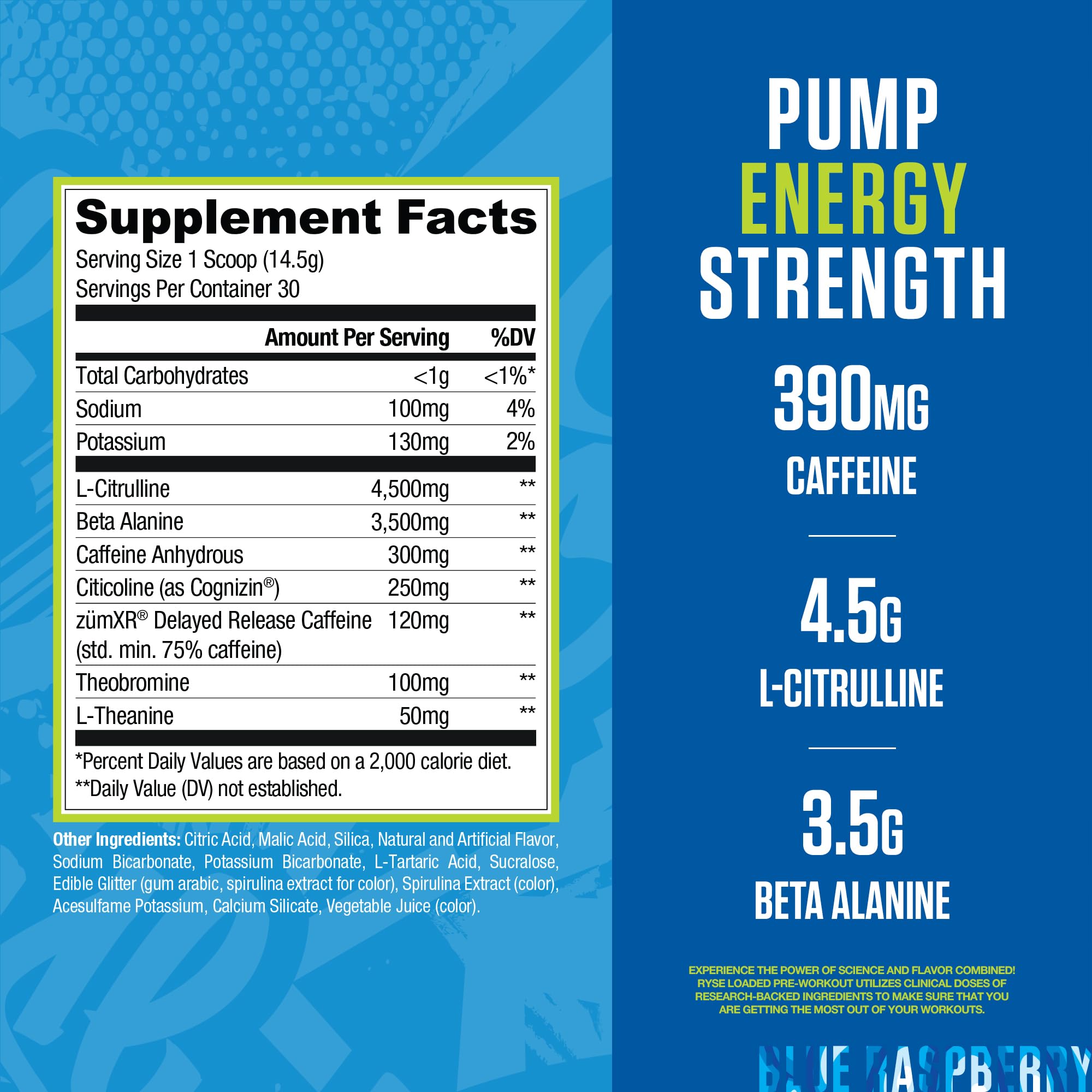 RYSE Loaded Pre Workout scoop ready to mix for a clean pump.