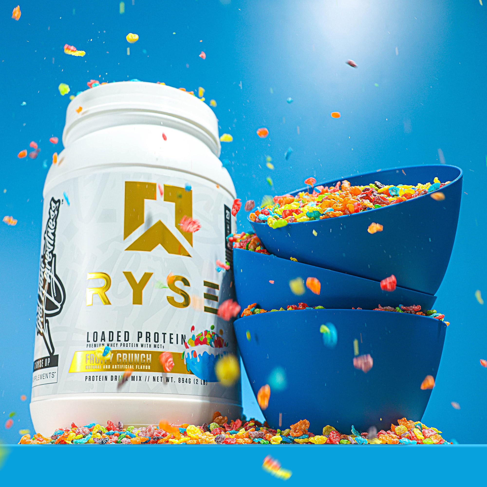 Serving size information on the label of RYSE Loaded Protein Fruity Crunch