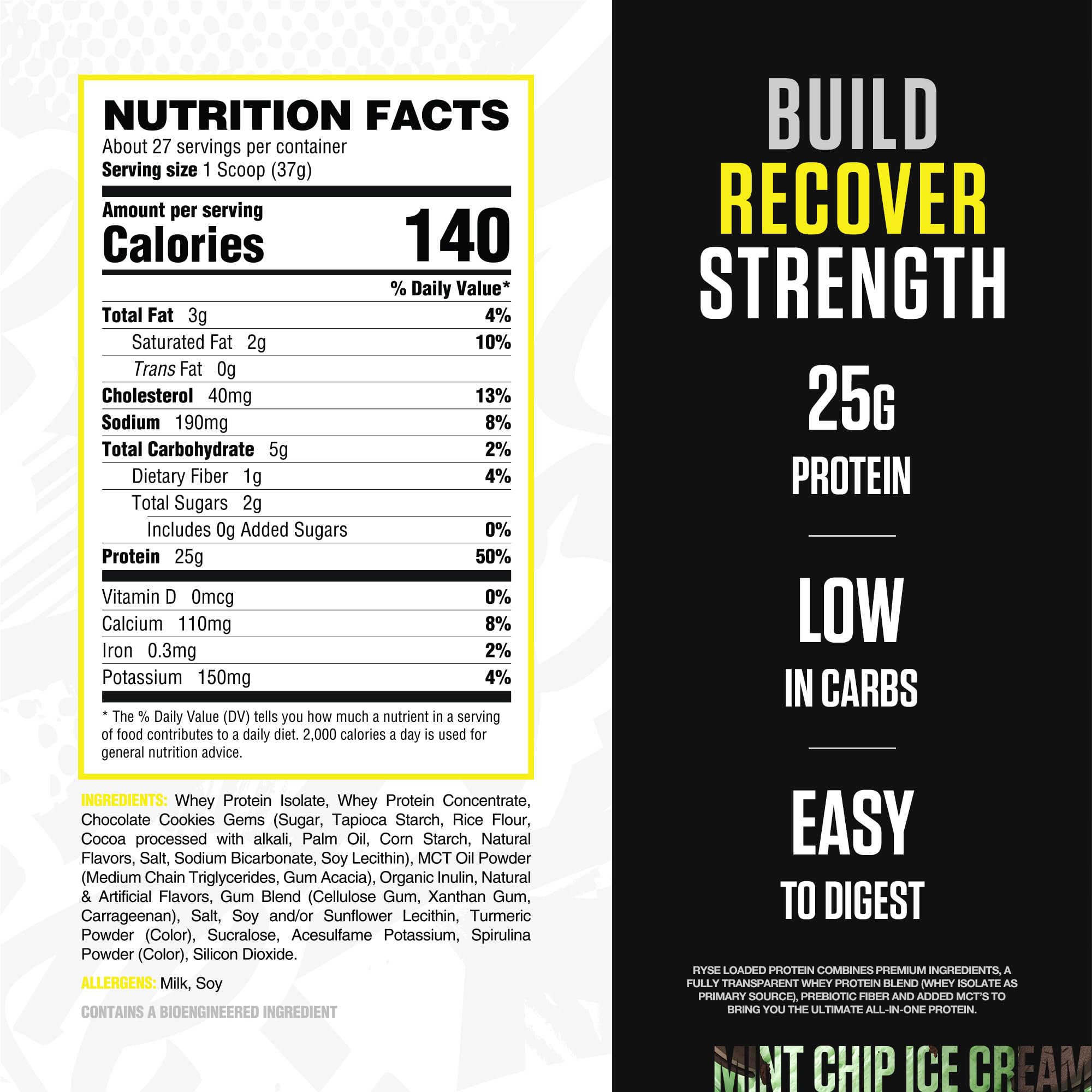 RYSE Mint Chip shake scoop highlighting creamy texture for daily protein