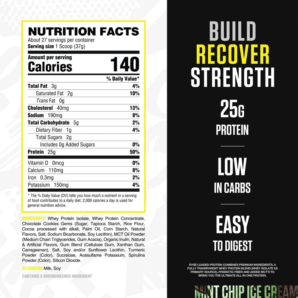 RYSE Mint Chip shake scoop highlighting creamy texture for daily protein