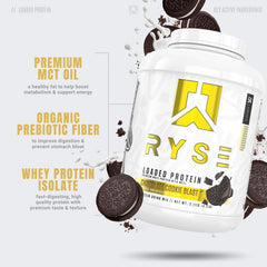 Shaker with creamy chocolate cookie blast shake and smooth texture.