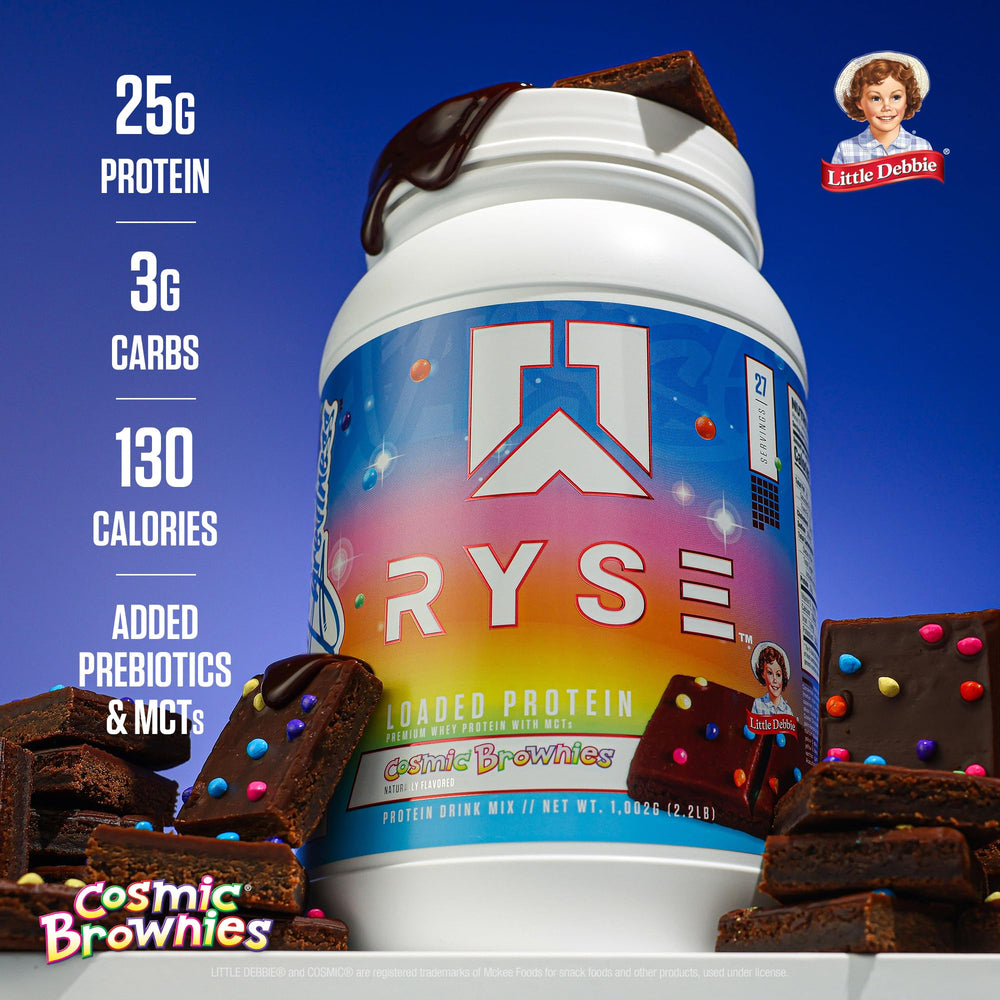 Nutrition label highlighting 25g protein per serving in Ryse powder
