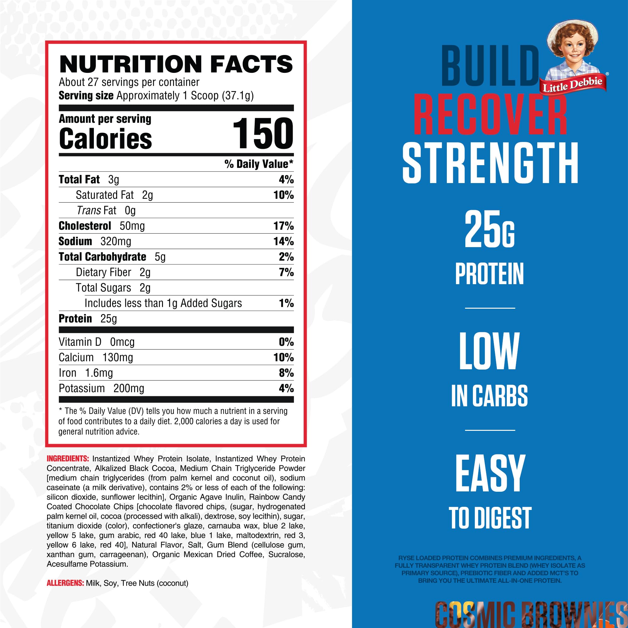 RYSE Loaded Protein Powder scoop in a shaker showing 25g protein per serving for post-workout fueling