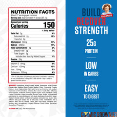 RYSE Loaded Protein Powder scoop in a shaker showing 25g protein per serving for post-workout fueling