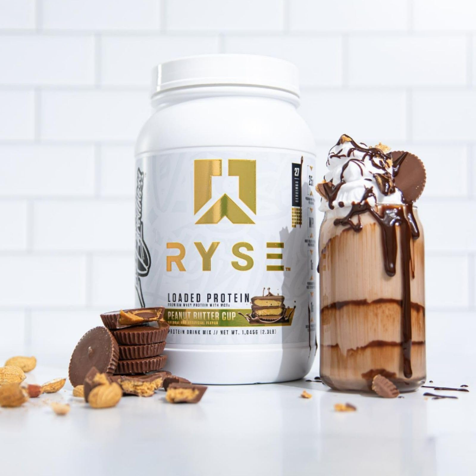 RYSE tub with blender setup, convenient protein for busy mornings.