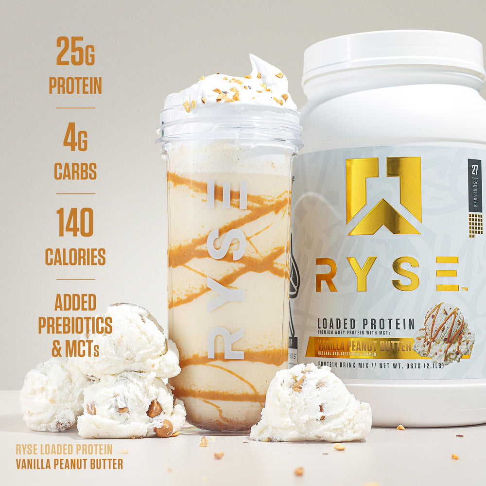 RYSE protein scoop delivering 25g per serving for fueling.