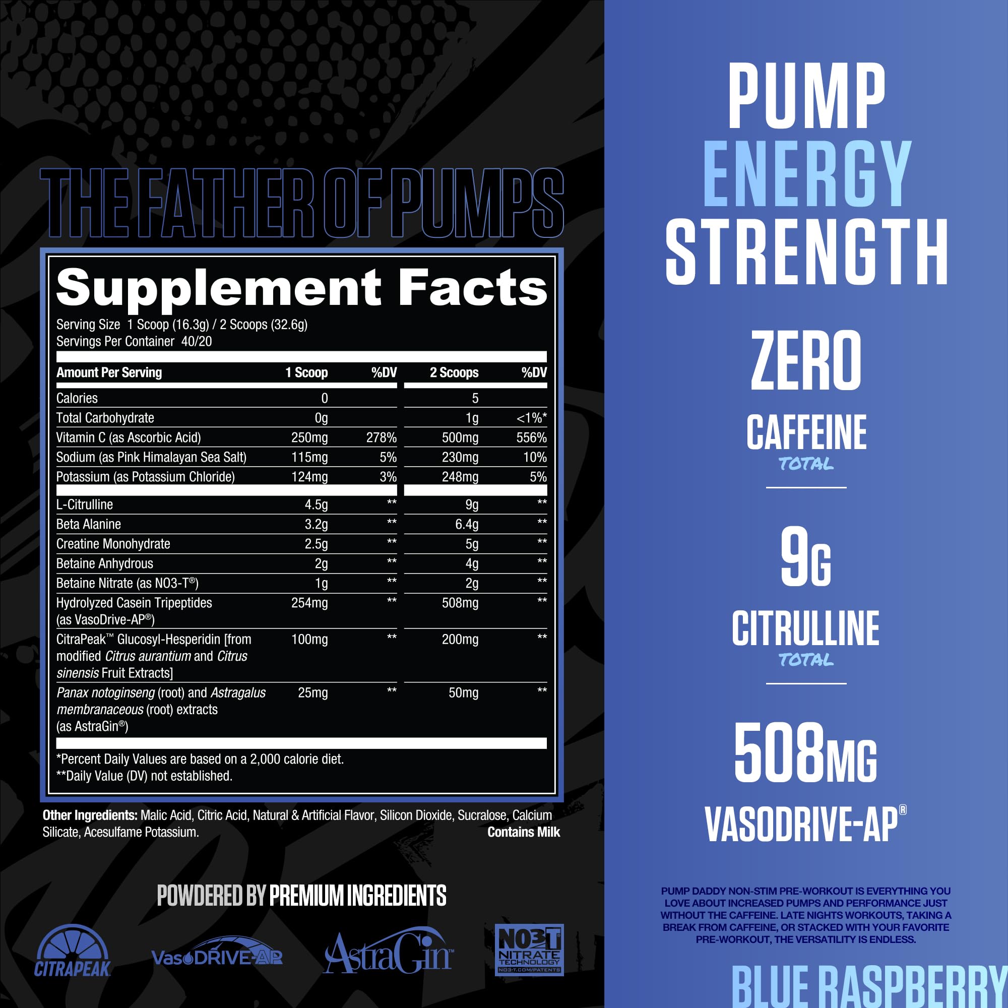 RYSE Pump Daddy V2 label close-up highlights transparent ingredients and labeling