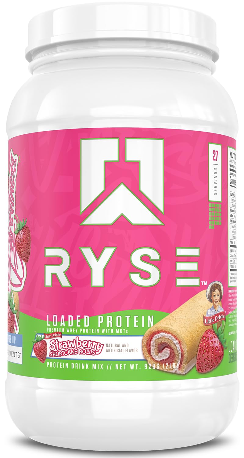 RYSE Up Supplements Little Debbie flavor bottle pour for quick protein shakes
