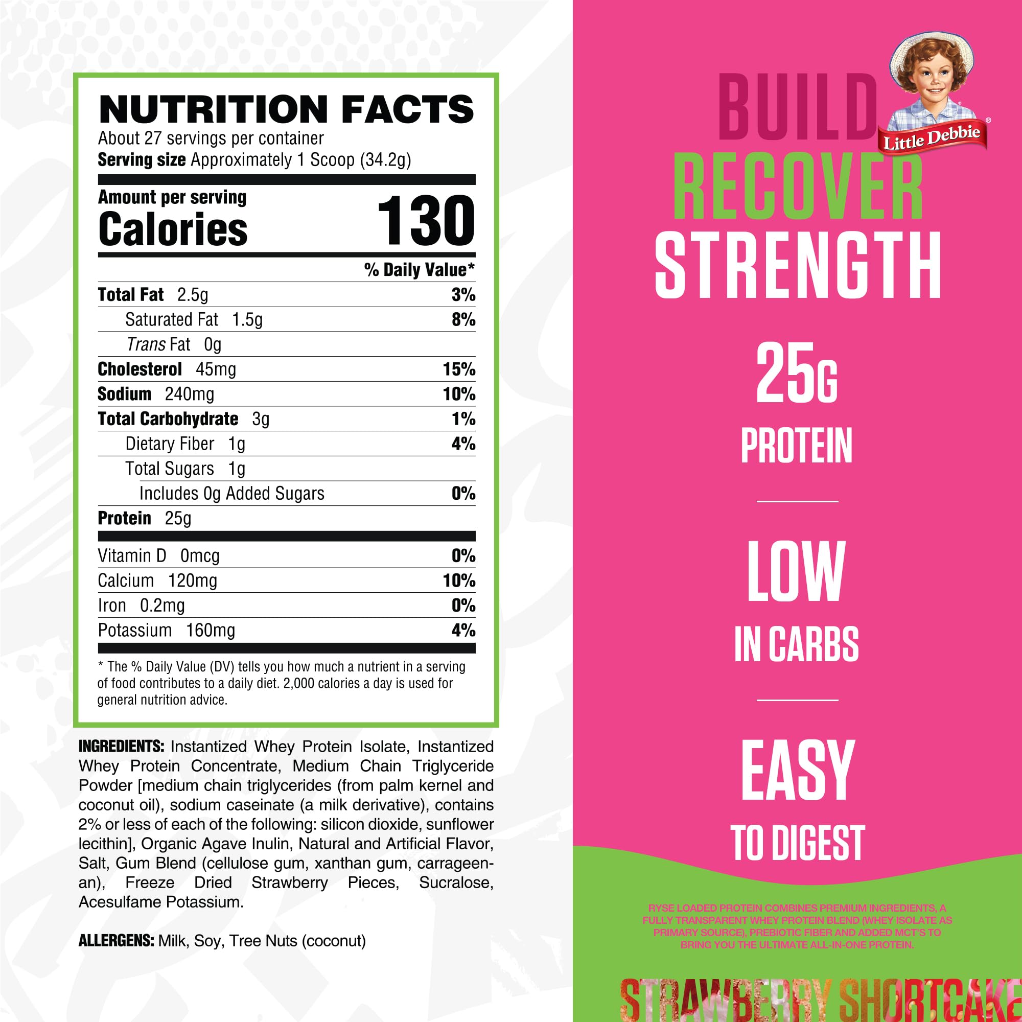 RYSE Up Supplements powder-dust closeup shows premium protein blend and flavor