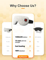 Rythboom eye mask includes auto-off after 15 minutes for safe use