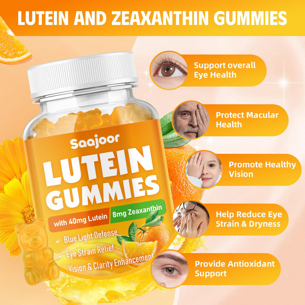 Saajoor orange-flavored gummies close-up highlighting tasty daily routine.