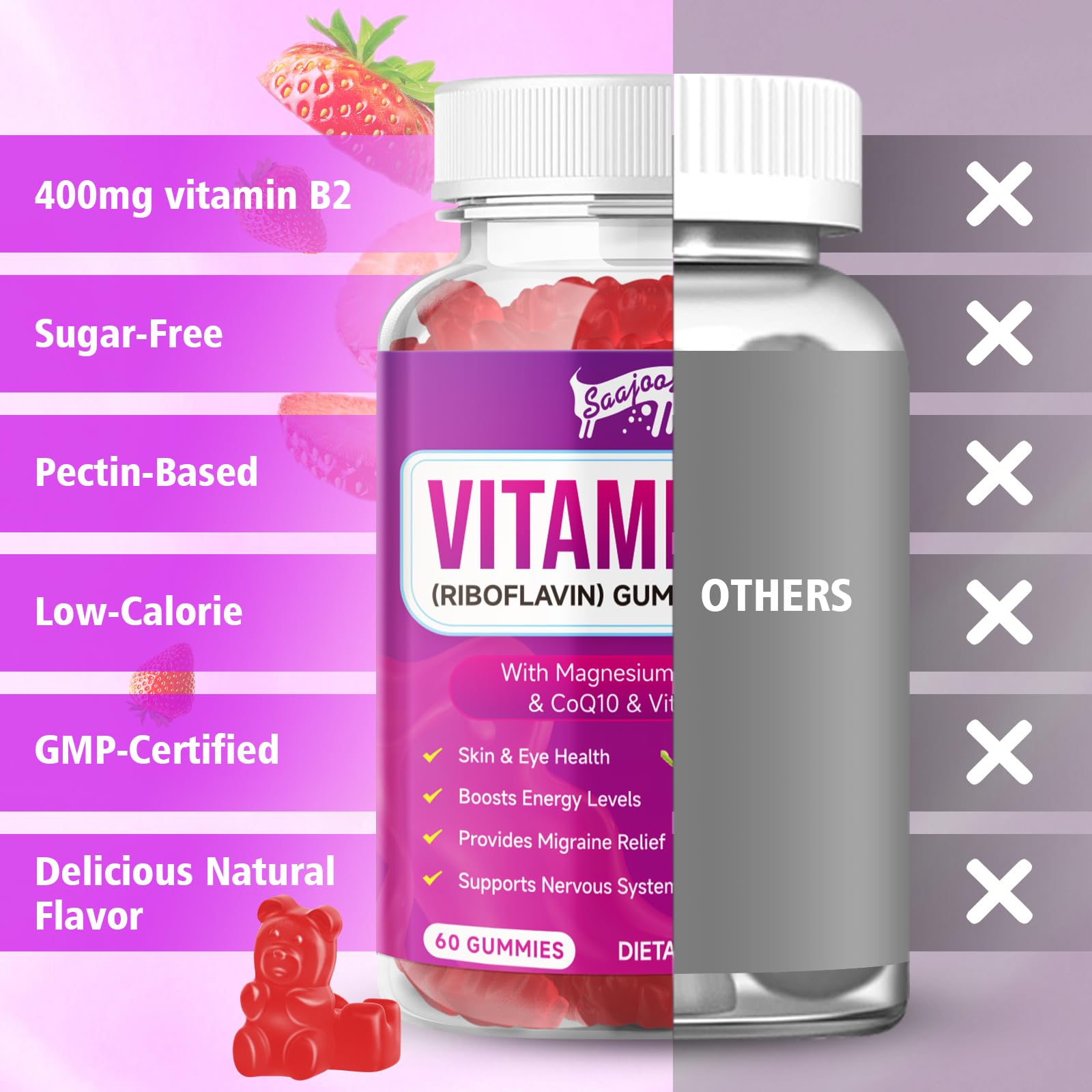 Saajoor vegan non GMO gluten free riboflavin gummies