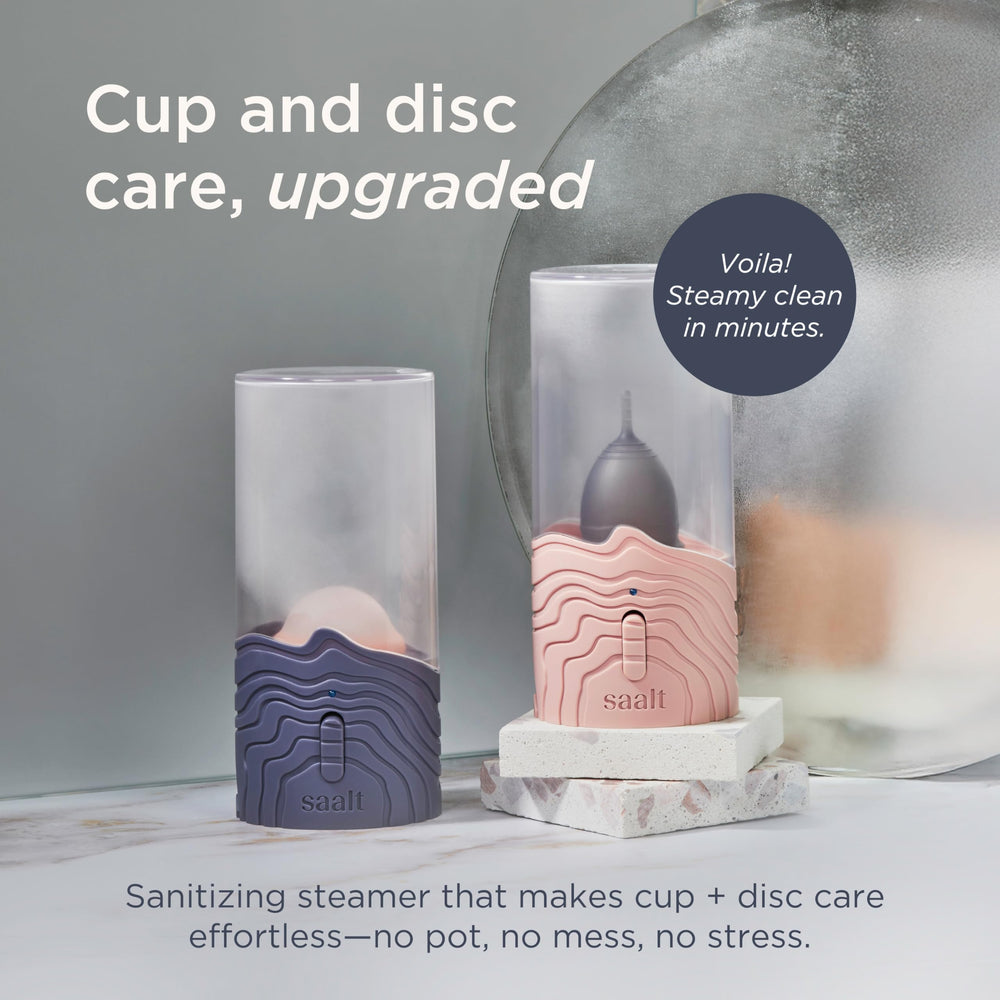 Saalt Arctic Mist one-button sanitizing for quick cup cleaning.