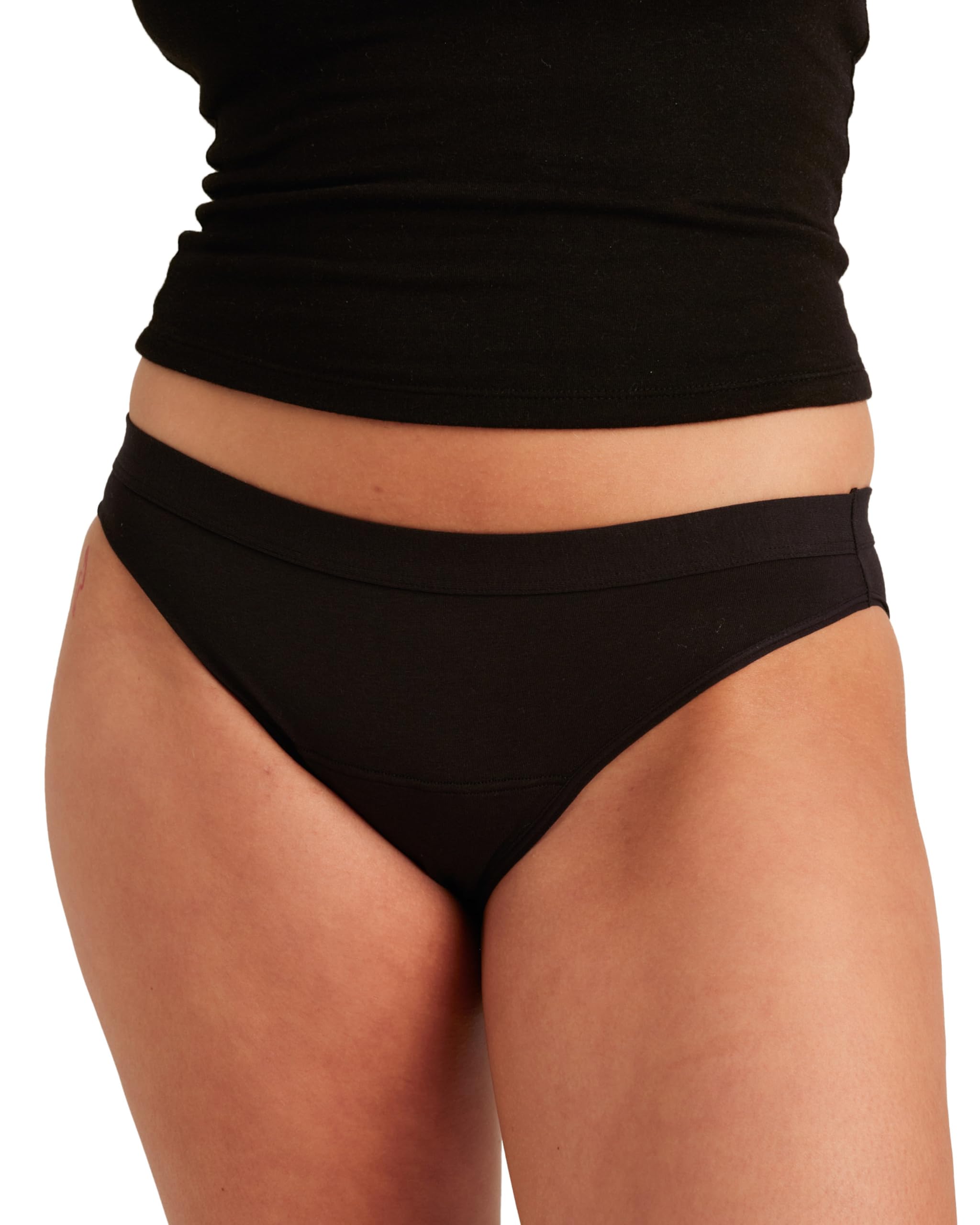 Saalt Cotton Bikini Regular Absorbency Volcanic Black front view for daily protection.