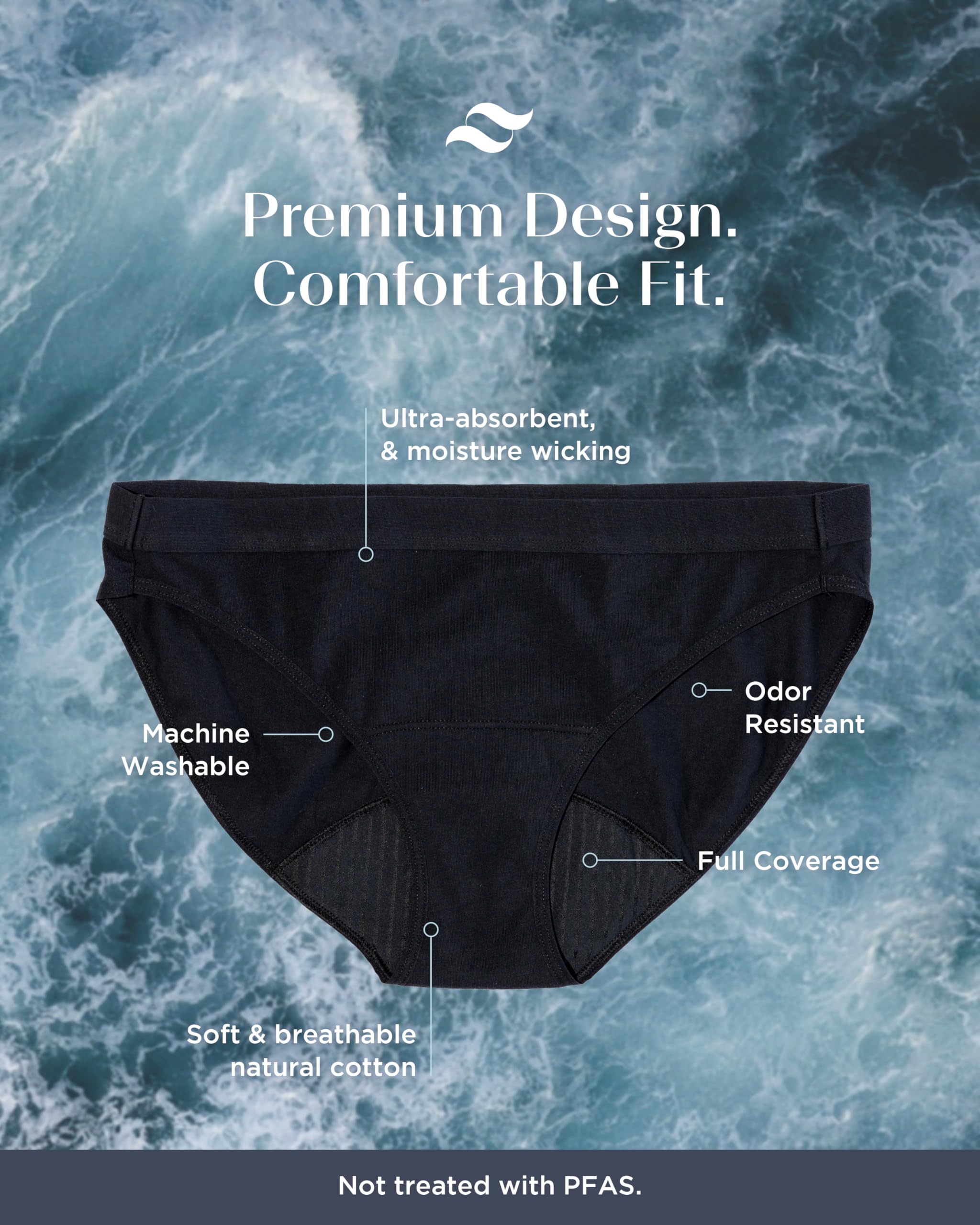 Saalt Moisture-wicking gusset detail keeps you dry.