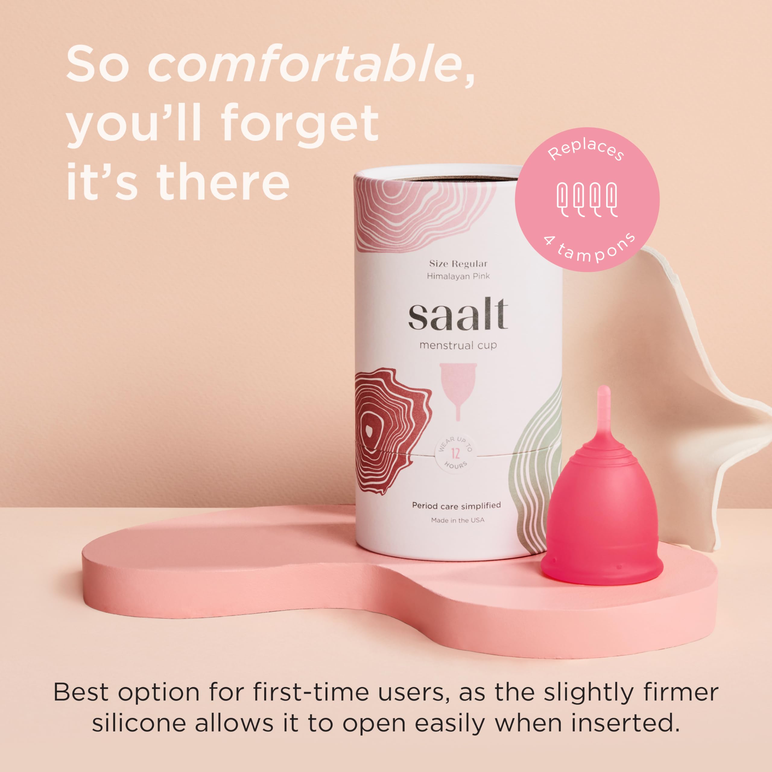Saalt cup in use overnight shows reliable 12-hour wear and leak-free comfort.