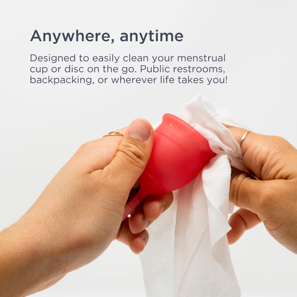 Saalt Daily Cleansing Wipes travel size fits in purses and bags for quick refresh.