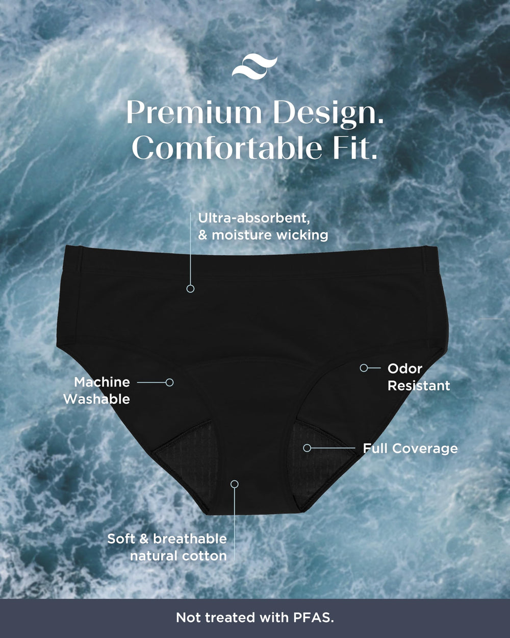Saalt EveryWear Cotton Brief natural cotton fabric provides soft, breathable comfort.