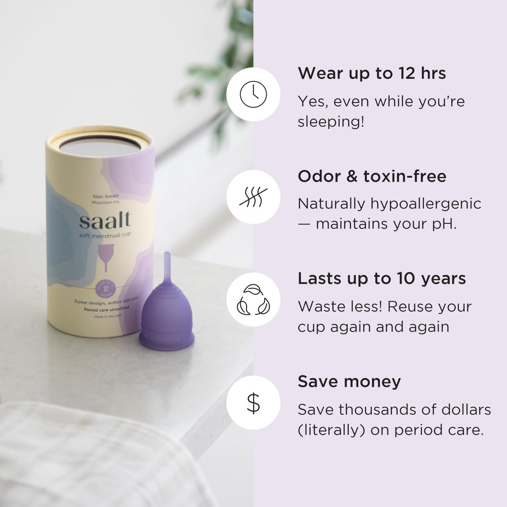 Saalt Soft cup stem design promoting easy insertion and removal