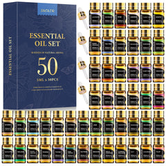 SACATR 50-set essential oil bottles lined up for easy diffuser selection and gifting