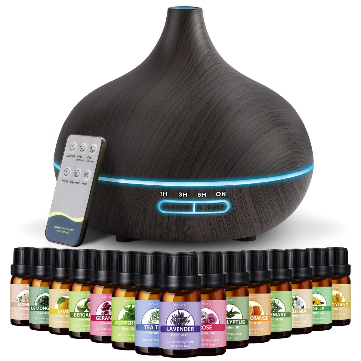 SACATR 550ml oil diffuser with large capacity for long-lasting aroma.