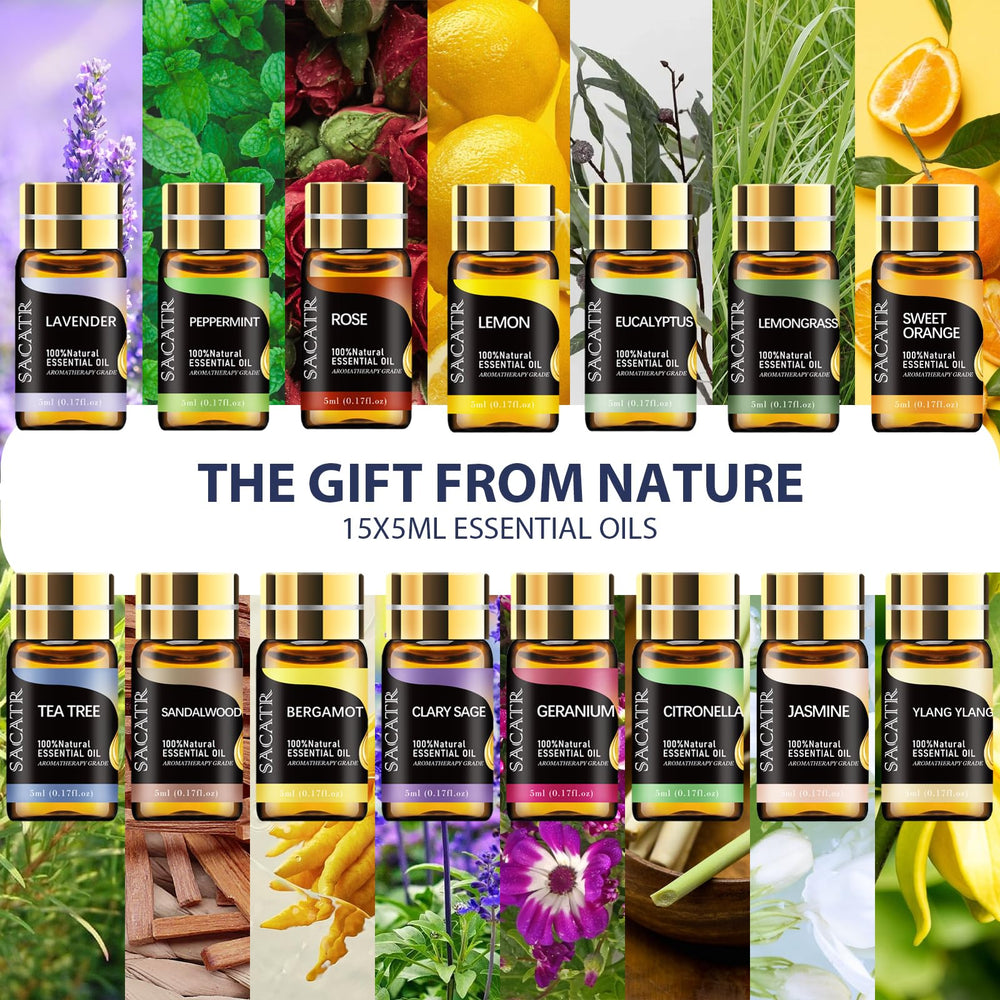 SACATR diffuser with lavender and peppermint oils for calming aromas