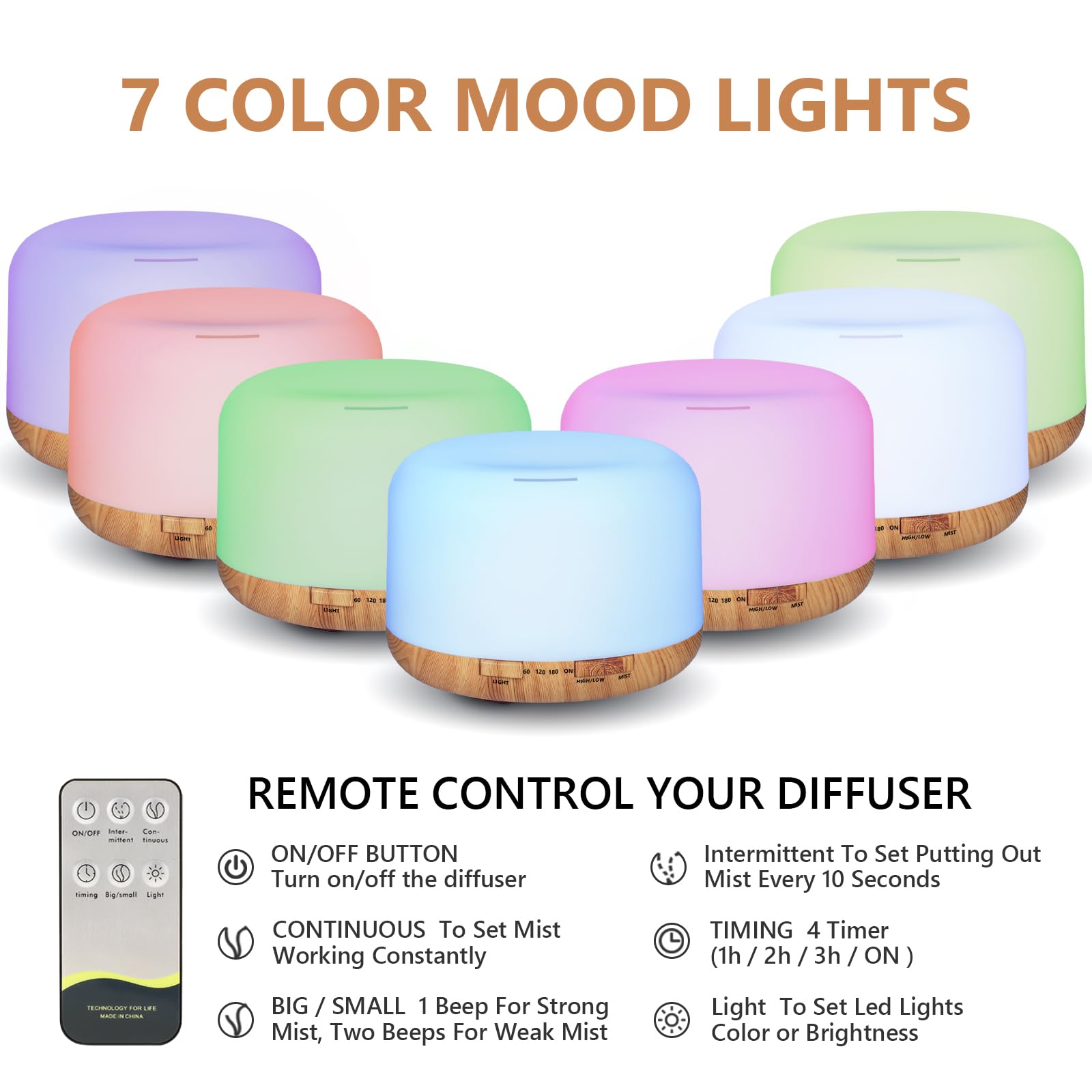 SACATR remote control lets you adjust mist and lights from afar.