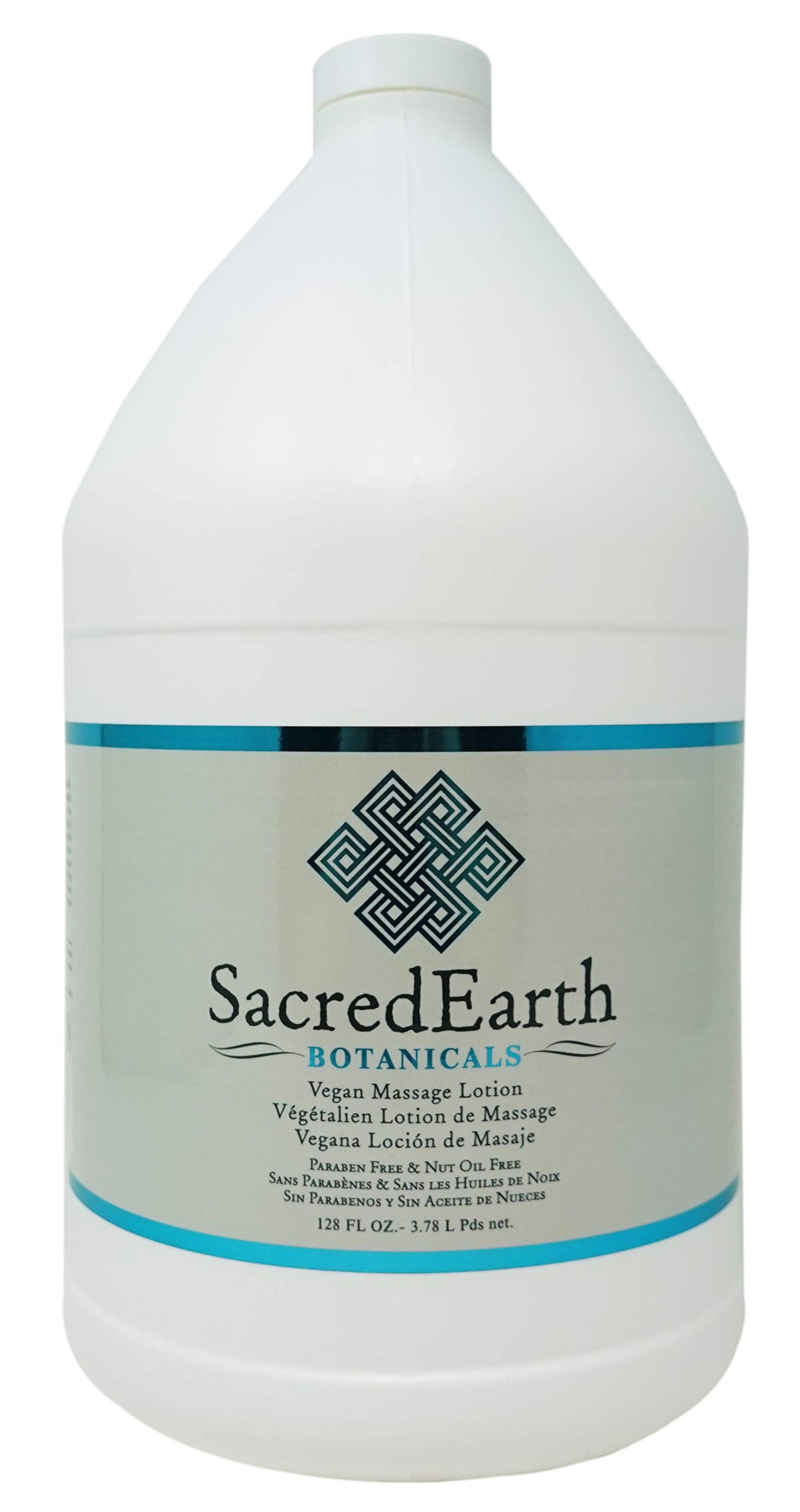 Sacred Earth Botanicals Lotion 1 Gallon bottle for massage, fragrance-free and client-friendly.