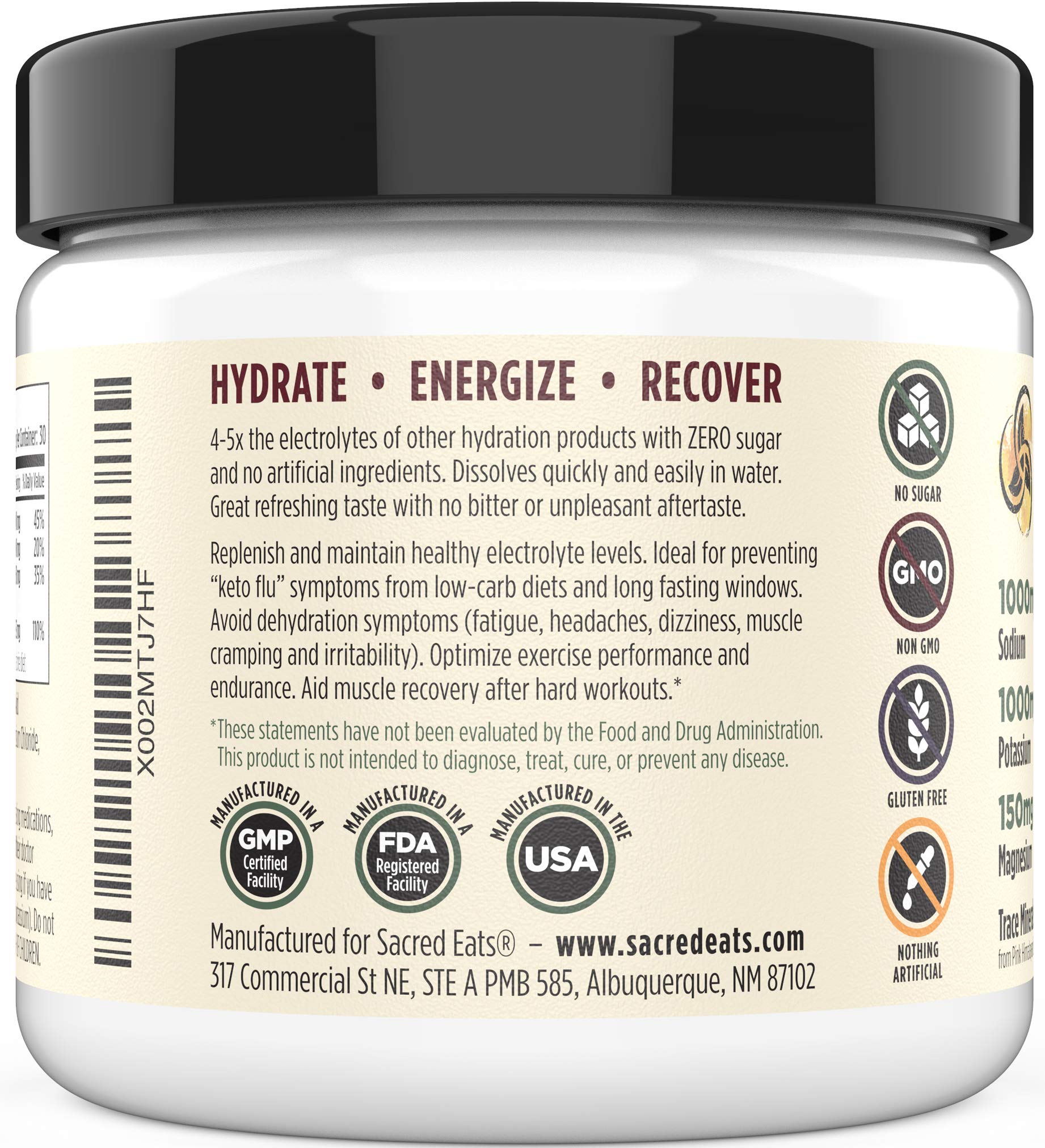 Sacred Eats Keto Electrolyte Powder lemon raspberry glass reveals refreshing flavor.