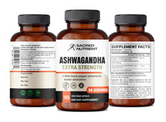 Sacred Nutrient Ashwagandha bottle on shelf for calm focus in daily routine