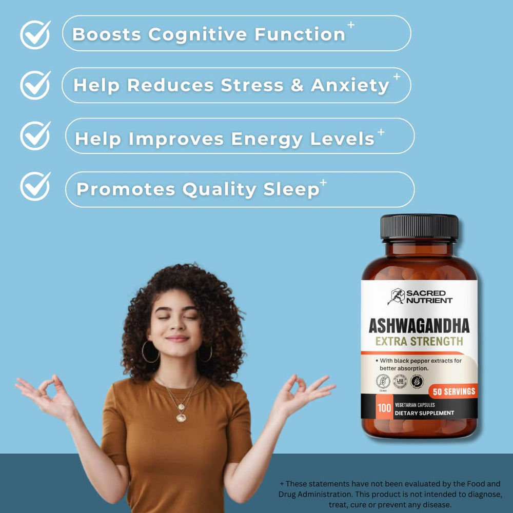 Sacred Nutrient Ashwagandha label detail highlighting organic ingredients